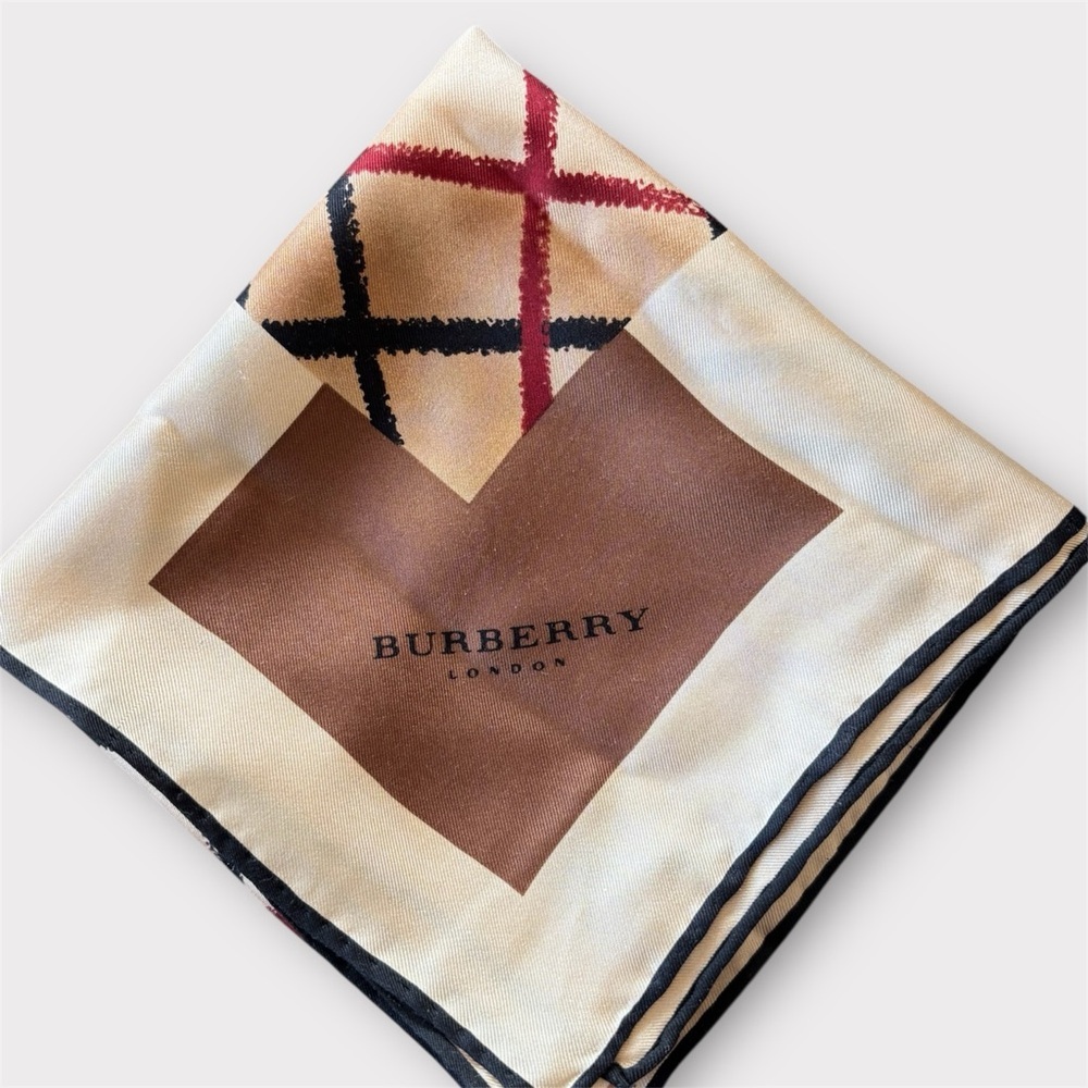 BURBERRY Vintage Silk Check Scarf 22” Square Nova Check Logo - Picture 6 of 13